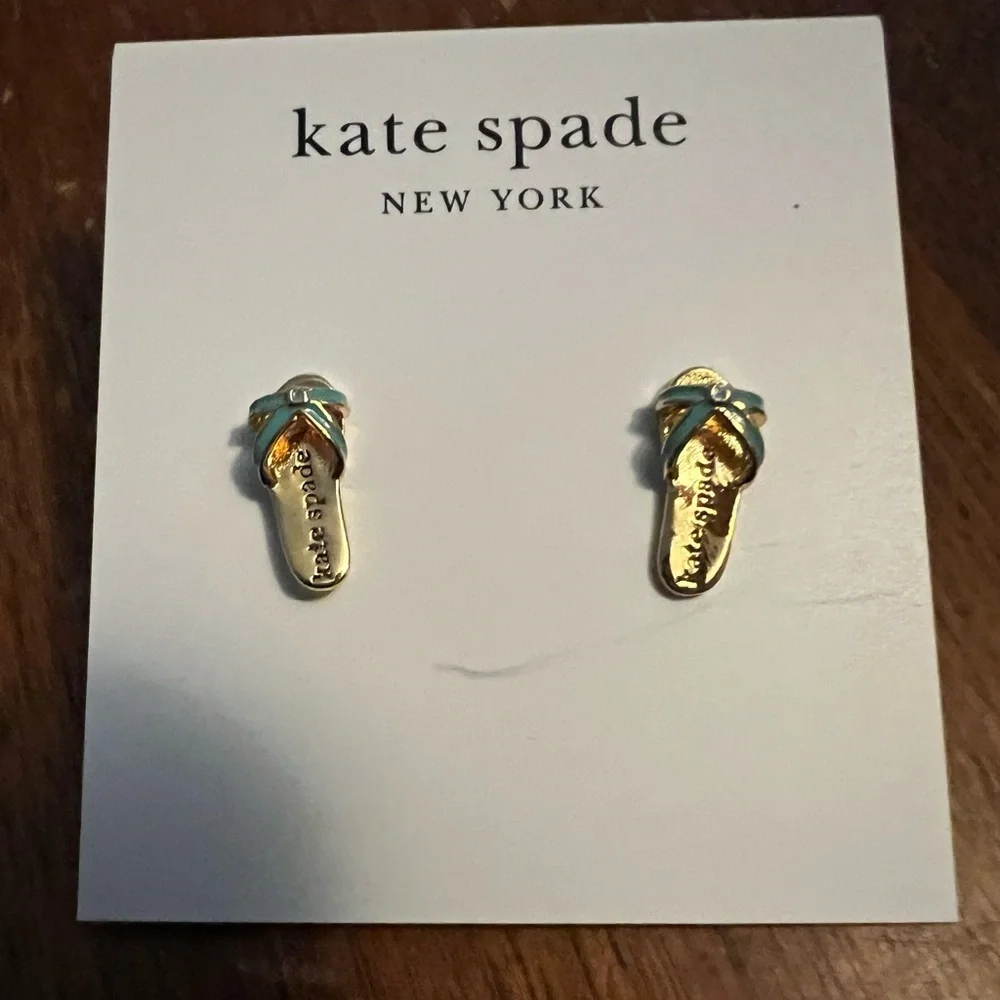 VACAY VIBE::Kate Spade New York Away We Go Flip Flop Thong Stud Earrings::NWT::